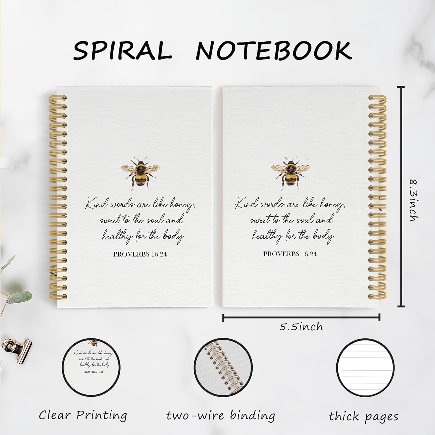 YLZlhb Coquette Pink Bow Strawberry Spiral Notebook Journal, Cute Girly Notebooks for Work School Office, strawberry Gifts for Women, Preppy Pink Spiral Journal 5.5x8.3 Inches - Image 7