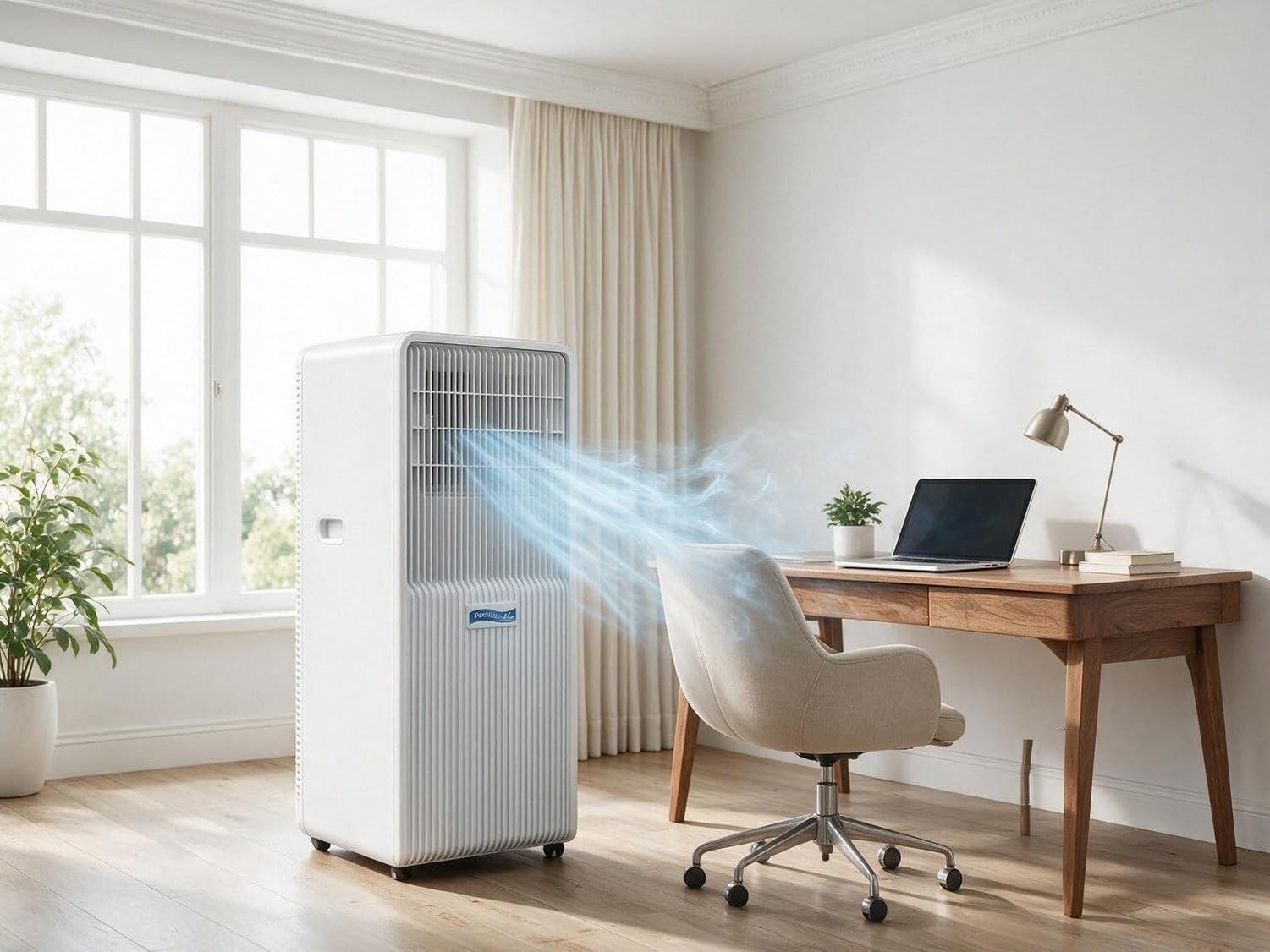 Aire Acondicionado Portátil 7000 BTU, 3-en-1 Frío, Deshumidificador y Ventilador, Enfriador de Aire Silencioso para Habitaciones hasta 20m², White, 14000BTU
