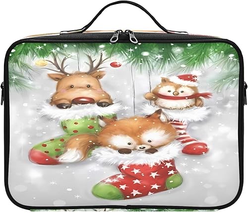 Zathe Bolsas de cosméticos de viaje de animales del bosque blanco y verde para mujeres, neceser de viaje, bolsas de maquillaje grandes con