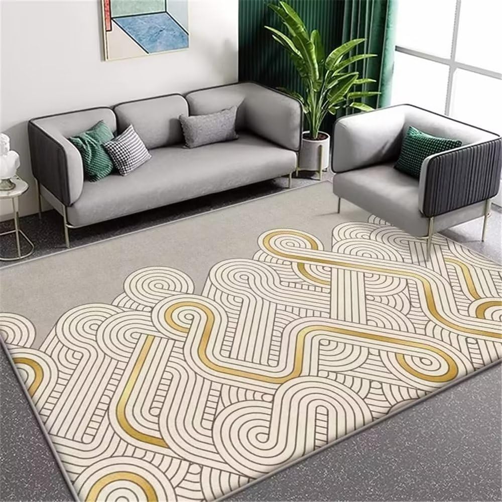 Tapis de chambre abstrait anti-glisse gris pour sécuriser vos pas
