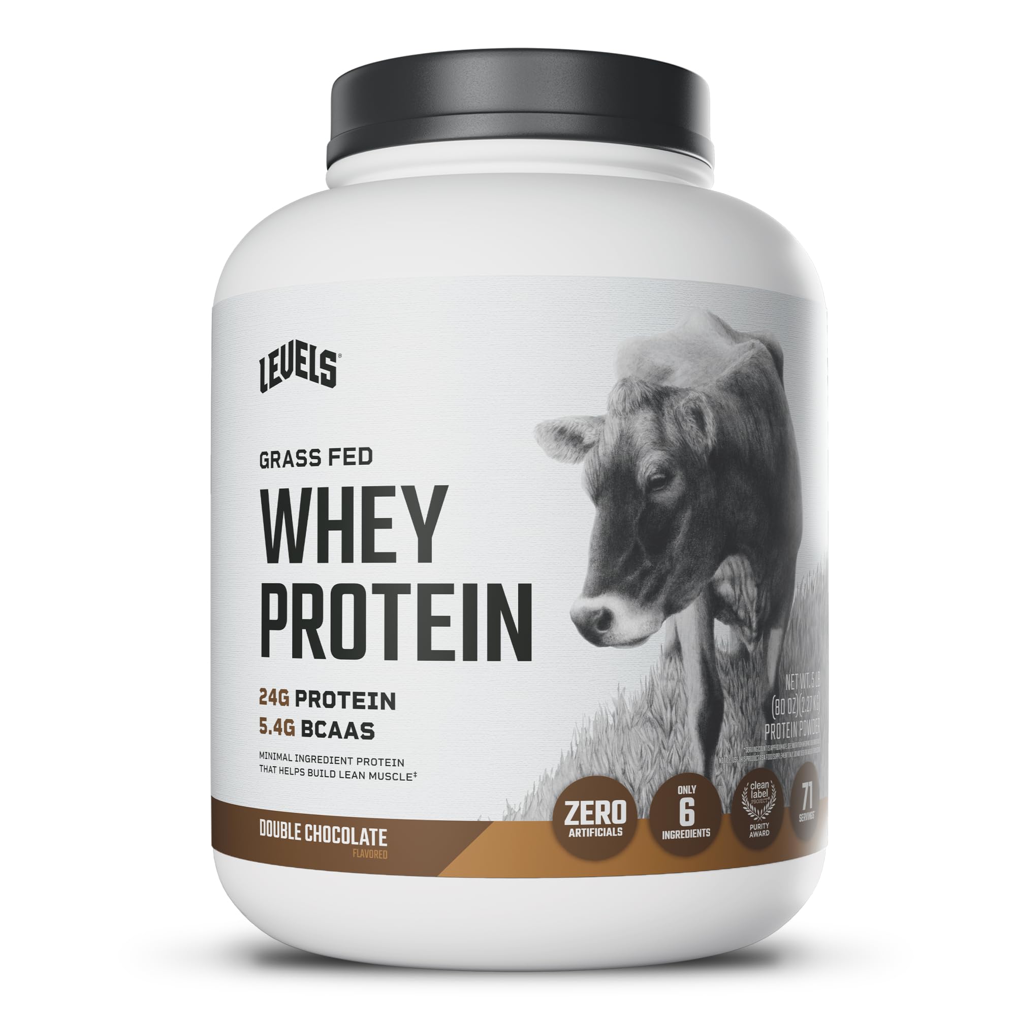 Levels Nutrition Double Chocolate Grass Fed Whey Protein Powder | 24G Protein, 5LB - main product image