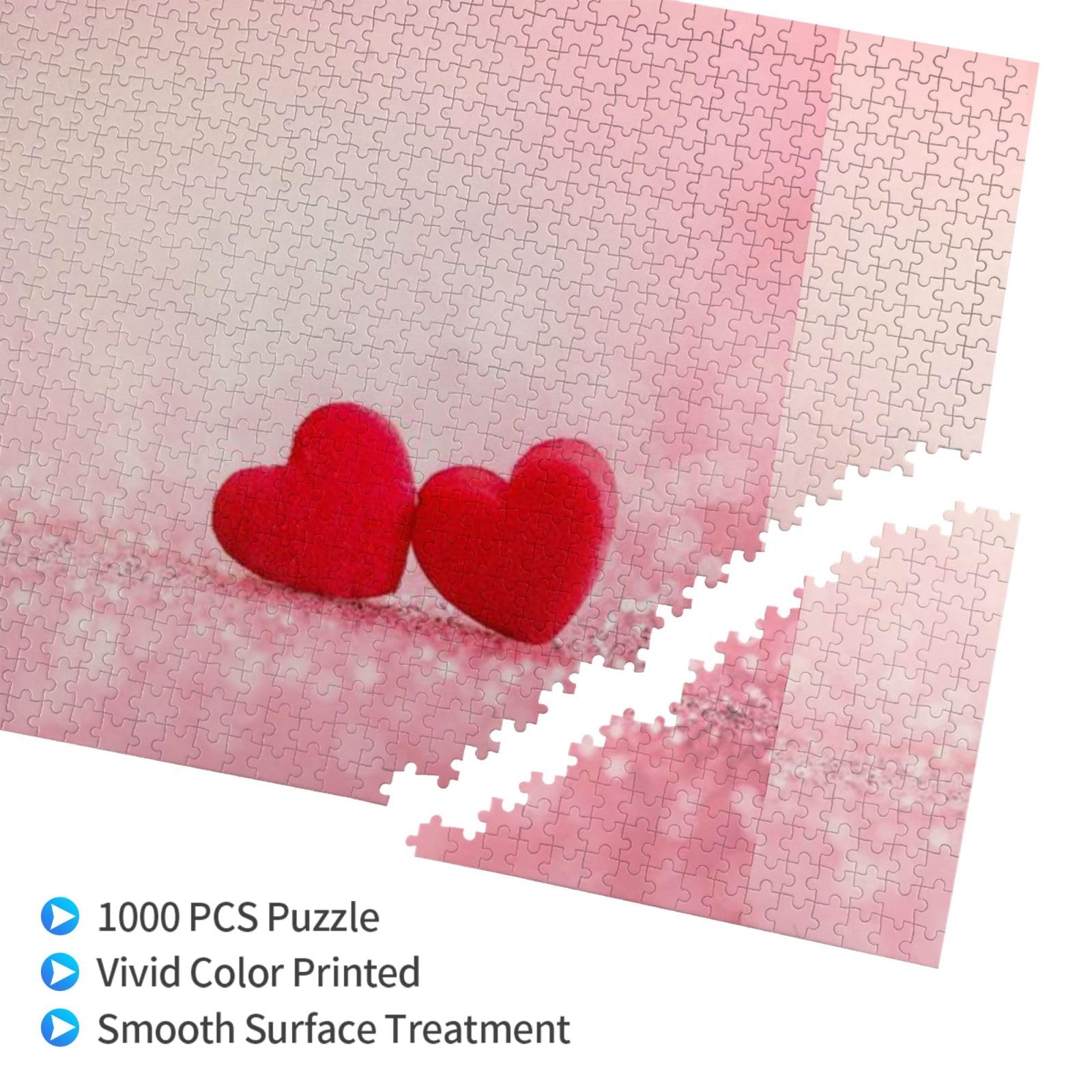 Gioco di puzzle per adulti, puzzle impegnativi, puzzle da 1000 pezzi, cuore rosso, stampa glitter rosa