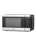 0.7 Cubic Foot Microwave with 10 Power Levels, Small Microwave with Push Button, 700W Countertop up to 99 Minute Timer and Digital Display, Stainless Steel