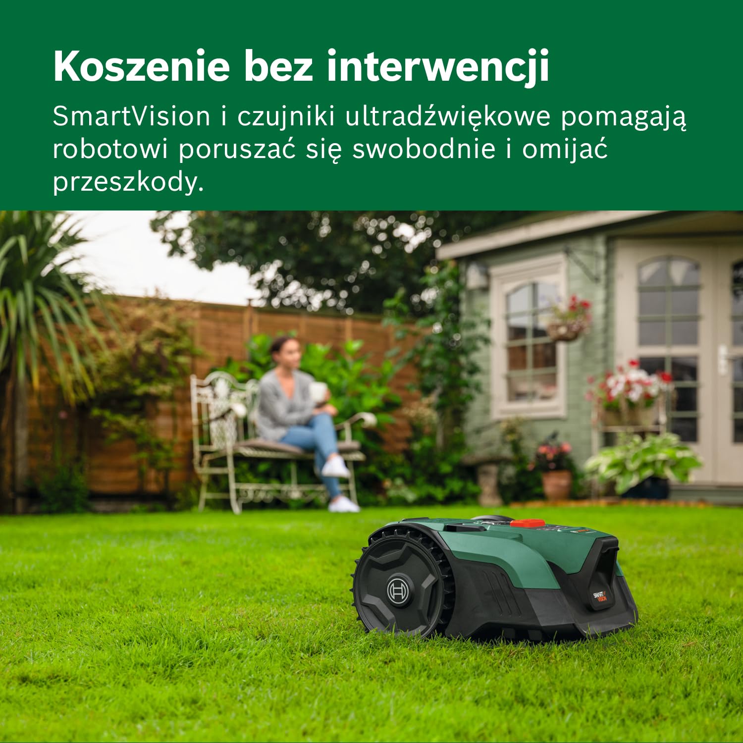 Bosch Akumulatorowy robot koszący VISIMOW18V-200 (do trawników o powierzchni do 200 m², szerokość cięcia: 18 cm, wysokość cięcia: 20 – 60 mm, bez akumulatora)