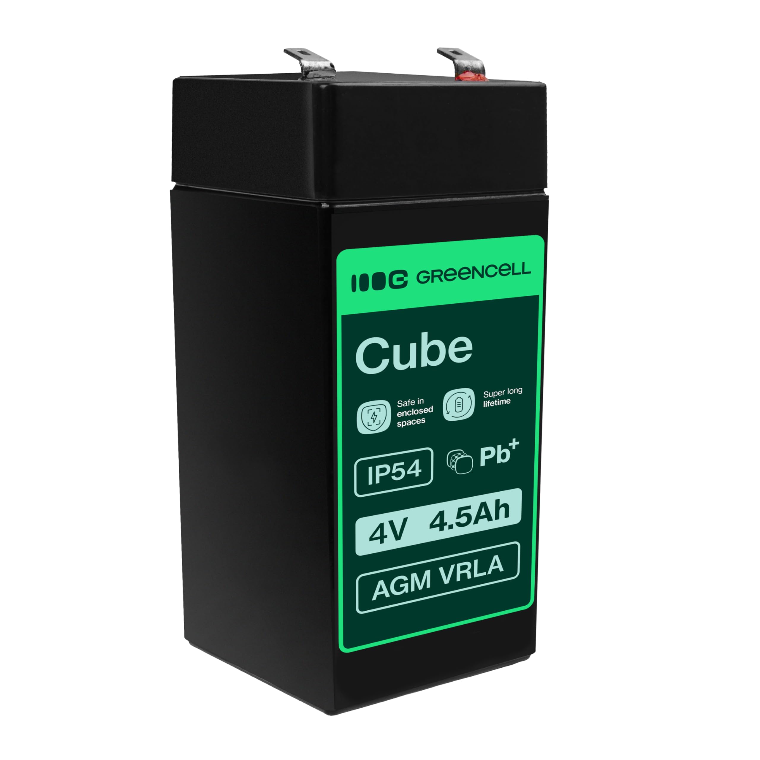 Green Cell® Rechargeable Battery AGM 4V 4.5Ah VRLA Gel Battery Lead Cycles Maintenance Free Waterproof Battery | Toys | Alarm Installations | Crate | Scales | Security Systems