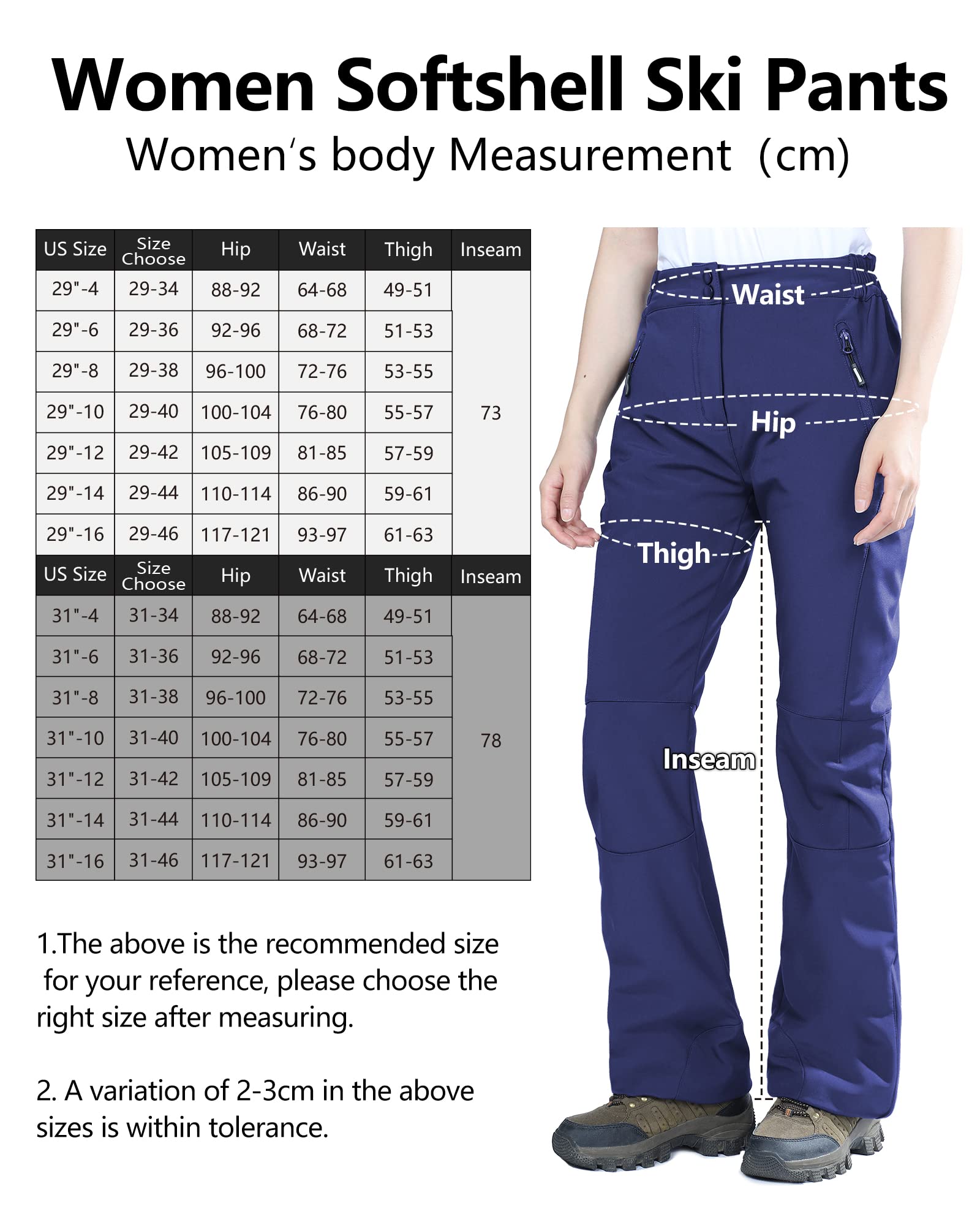 Outdoor Ventures Pantalones de esquí para mujer, pantalones de senderismo, impermeables, pantalones térmicos de invierno, pantalones térmicos, pantalones de trabajo, pantalones de