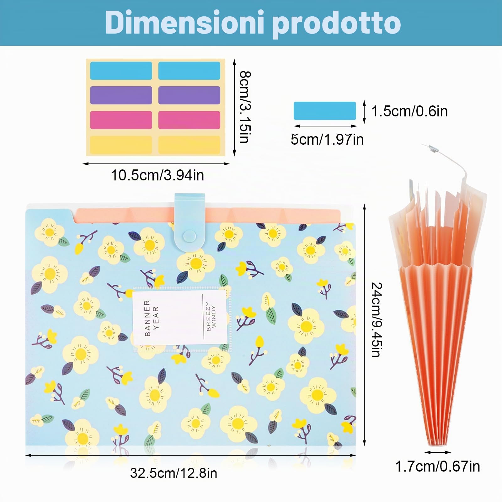 4 Pezzi Cartelline Portadocumenti A4, Porta Documenti A4 con 6 Tasche, Motivo Floreale Organizer Documenti, Cartellina Portadocumenti Espandibile con Chiusura, per Ufficio, Casa, Scuola | Cartella per compiti in formato A4, con divisori, per casa, scuola,