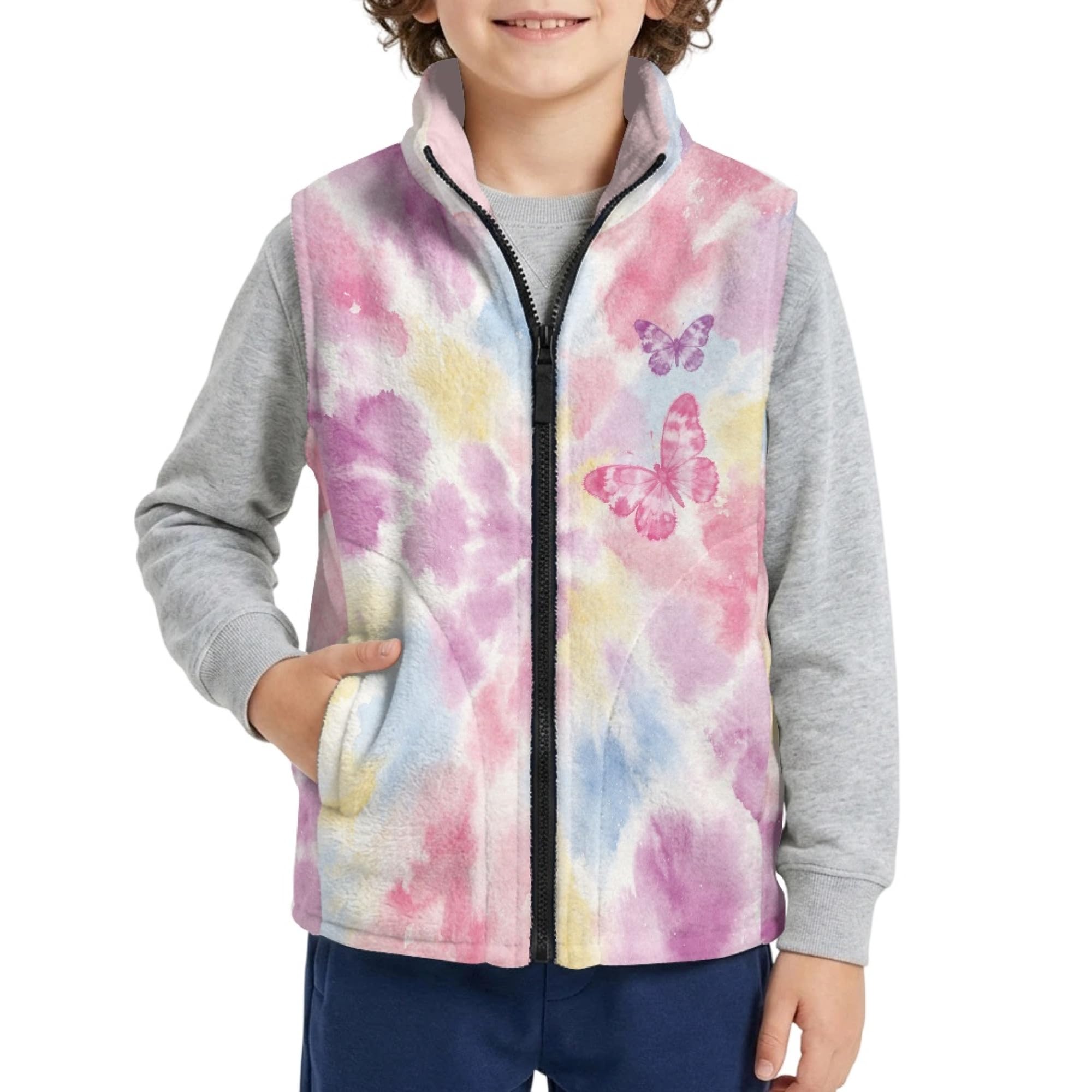 Amzbeauty Chaleco de forro polar para niños, sin mangas, estampado de