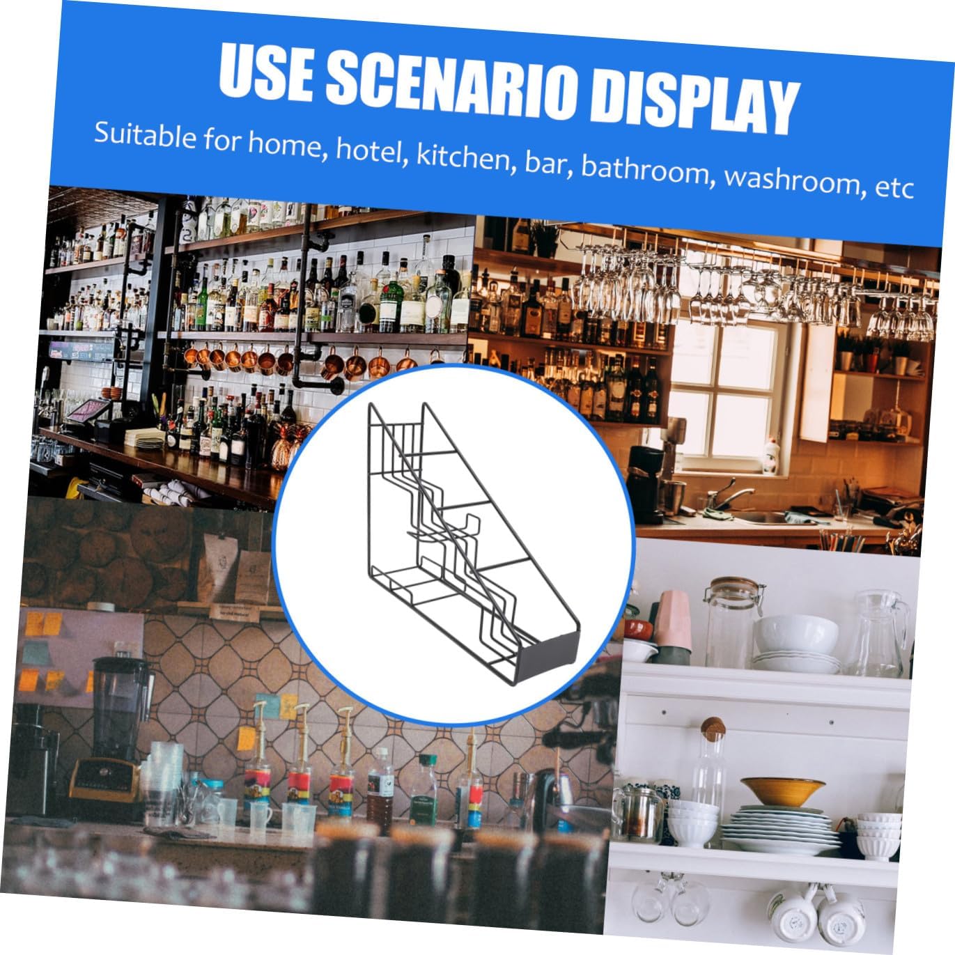 PRETYZOOM Stainless Steel Syrup Display Rack for Coffee Shops Stepped Storage Organizer for Syrup Bottles and More Random Space-saving Design for Home and Cafes