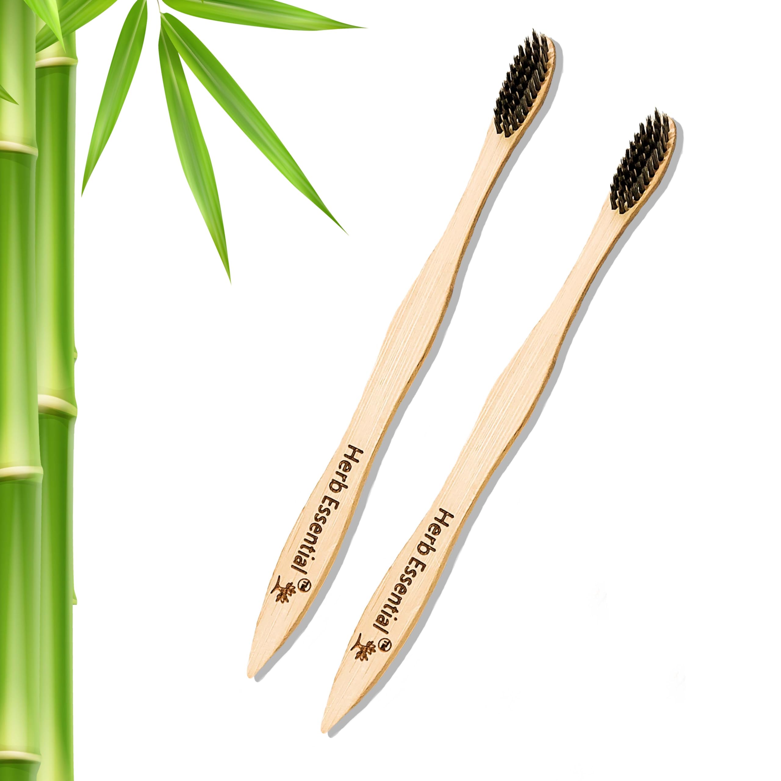 Herb Essential Bamboo Toothbrush, Pack of 2 | with Ultra-Soft Charcoal activated Bristles | Natural, Biodegradable and Ecofriendly Toothbrush (B0CYH7WDPV) Amazon Price History, Amazon Price Tracker