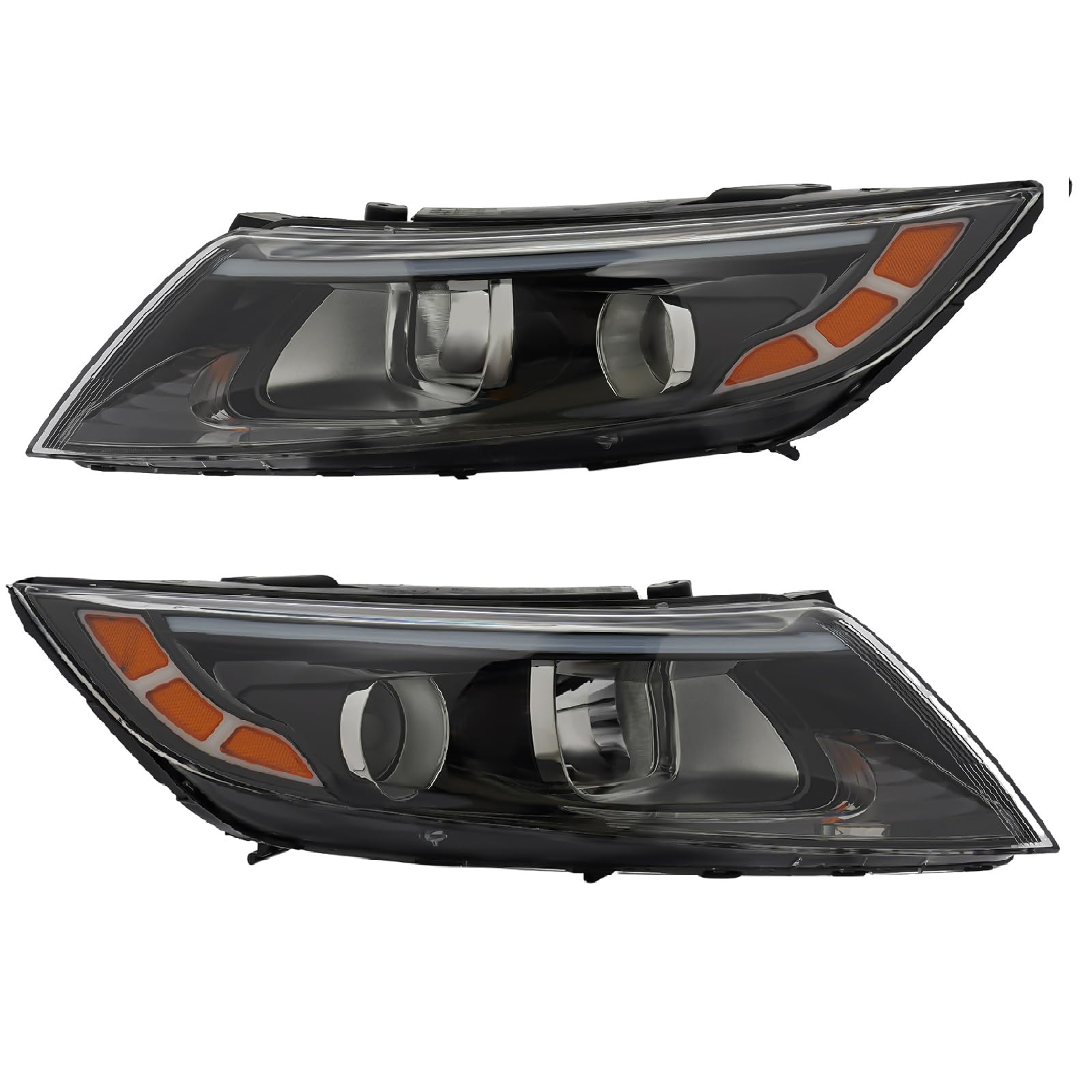 Nozue For 2014 2015Kia Optima,Left+Right Side Halogen Headlight Assembly,Black Housing Clear Lens OE Projector Headlamp Replacement (Pair Set)
