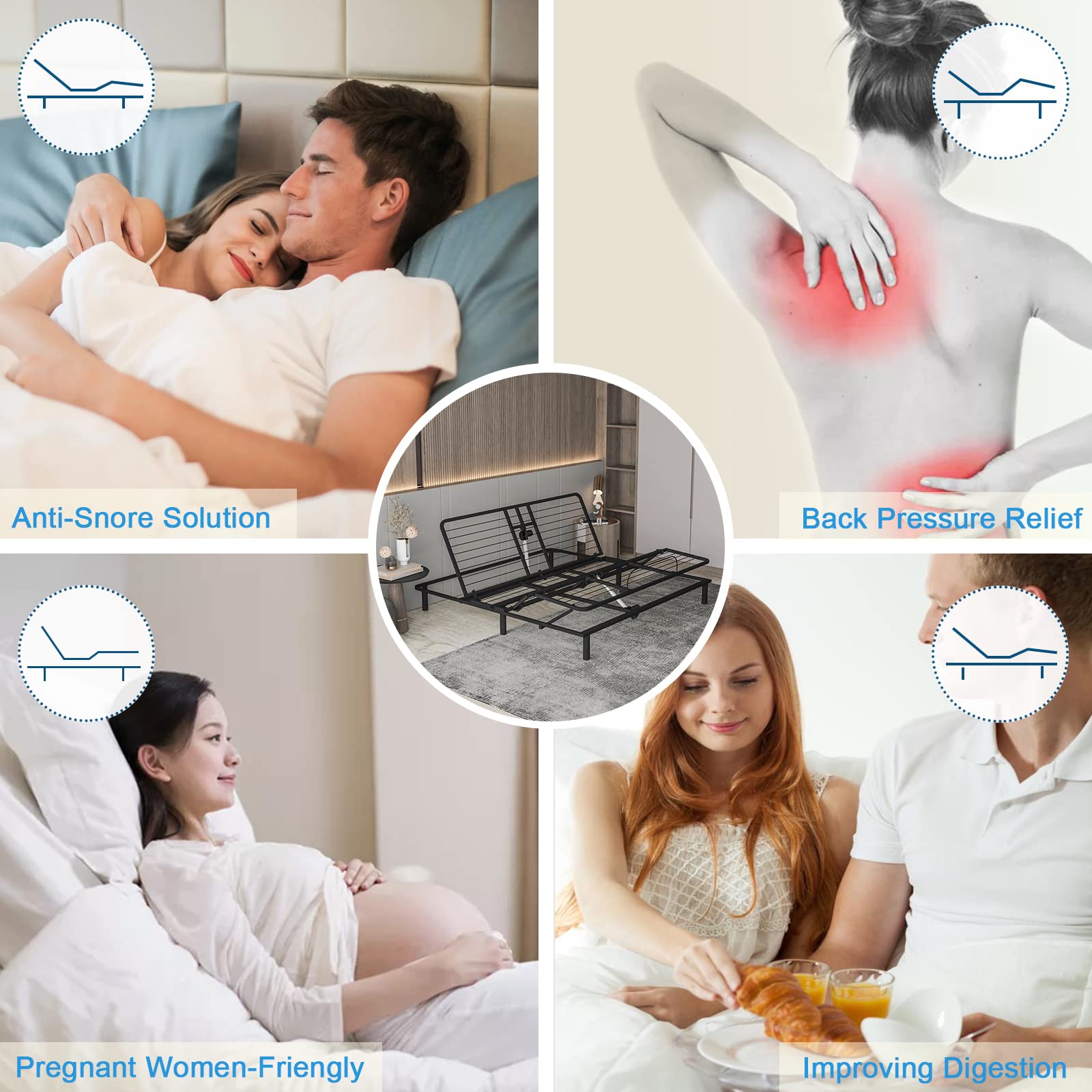 Buy BDEUS Adjustable Bed Frame Split King Zero Gravity& AntiSnore