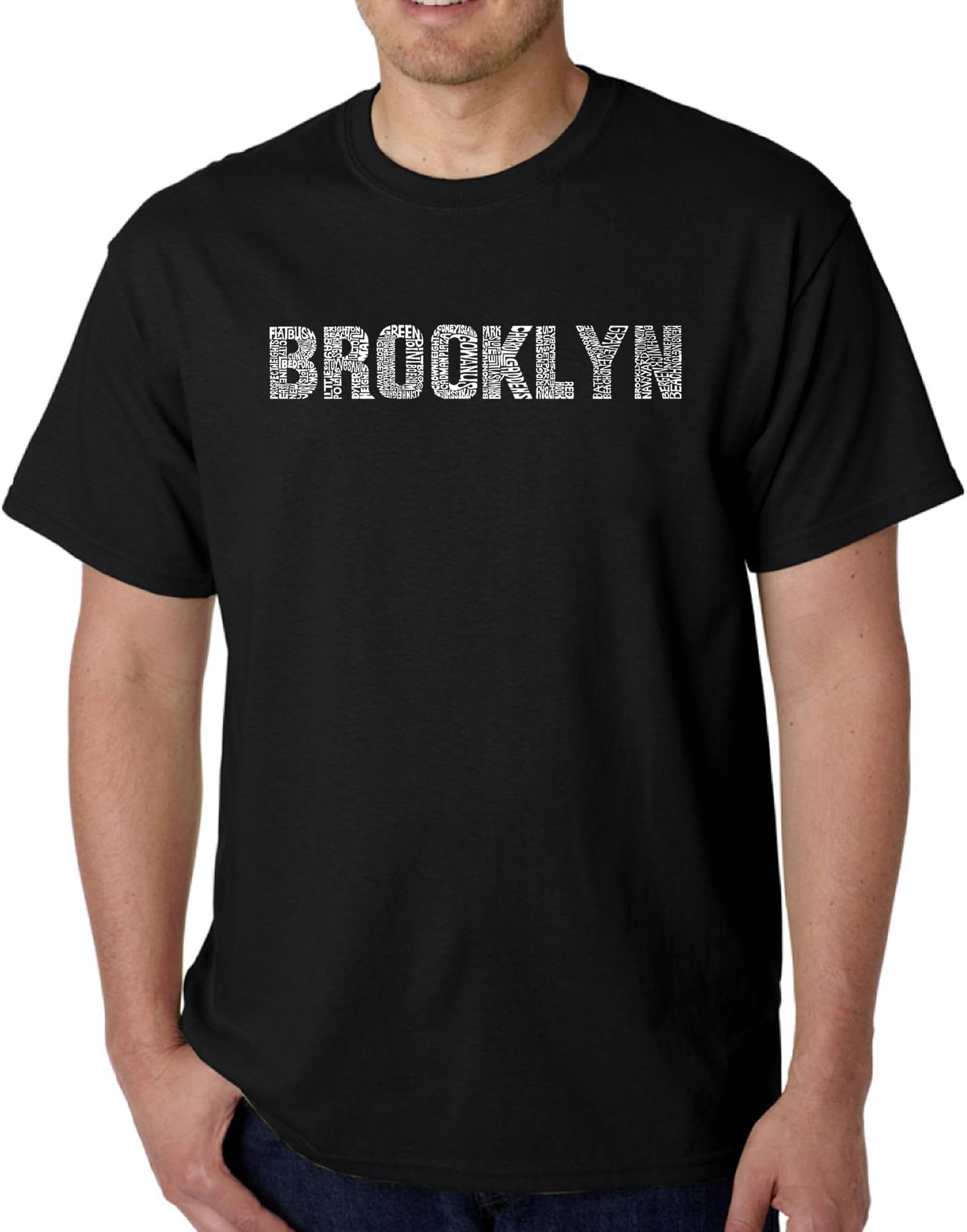 LA POP ART Men's Word Art T-Shirt- Brooklyn Neighborhoods