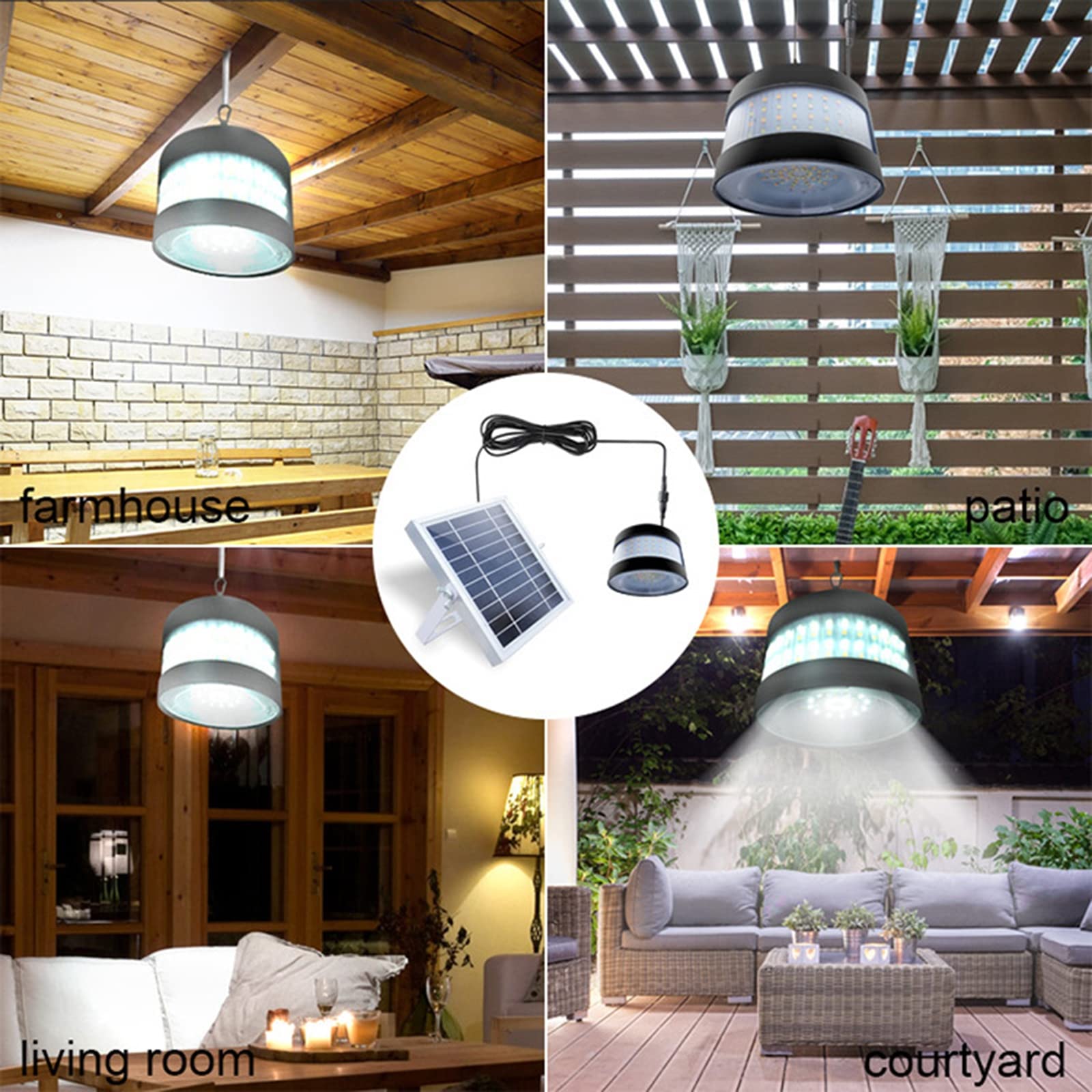 Luz Colgante Solar Con Control Remoto, Interior Al Aire Libre 3 Modos LED Iluminación Colgante Con Brillo Lateral, IP65 Luz Solar A Prueba De Agua Para Jardín Patio Camping