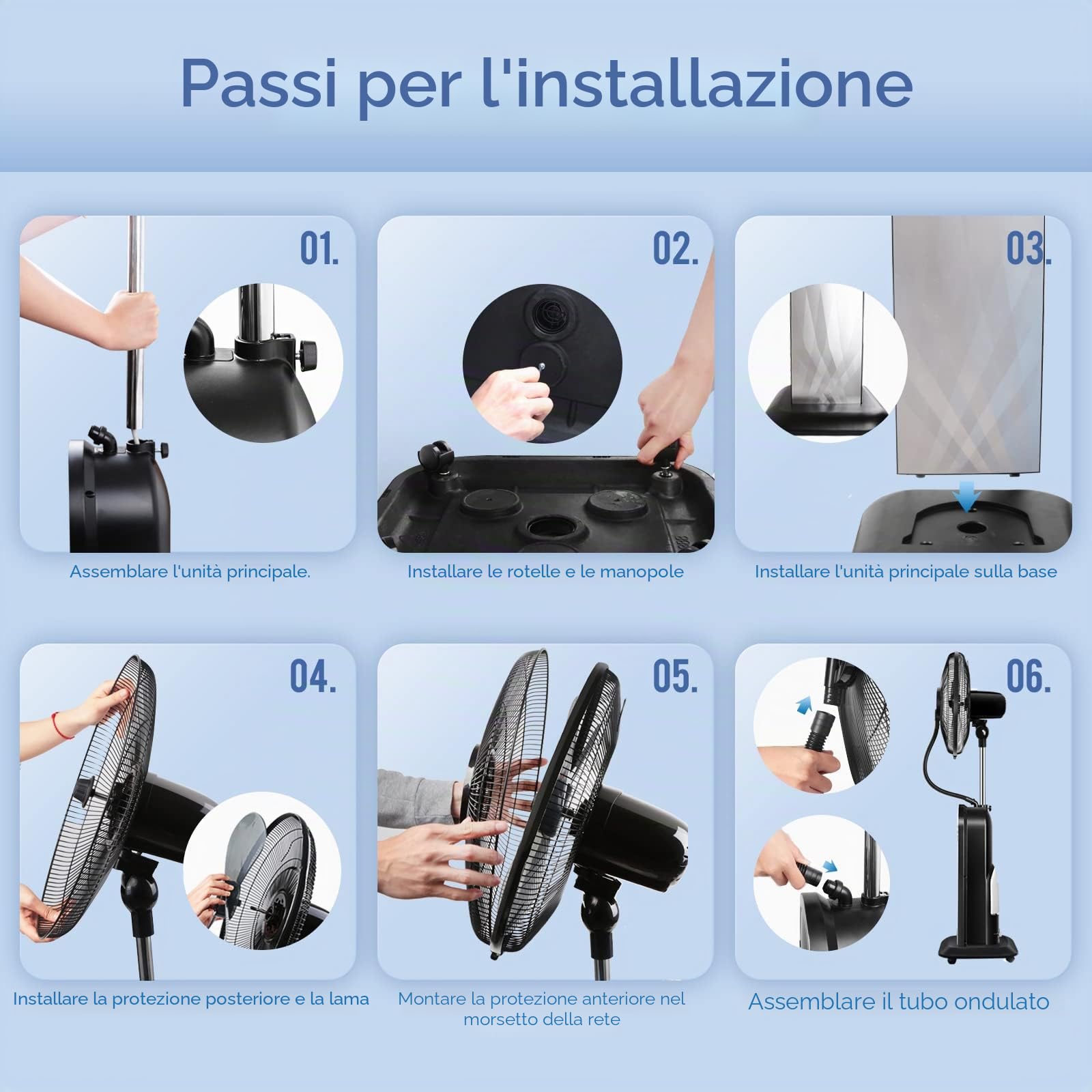 Aigostar Ventilatore nebulizzatore interno Silenzioso, 95W con telecomando, Timer programmabile fino a 8 ore, funzione ionica, display LED - Forest Mist