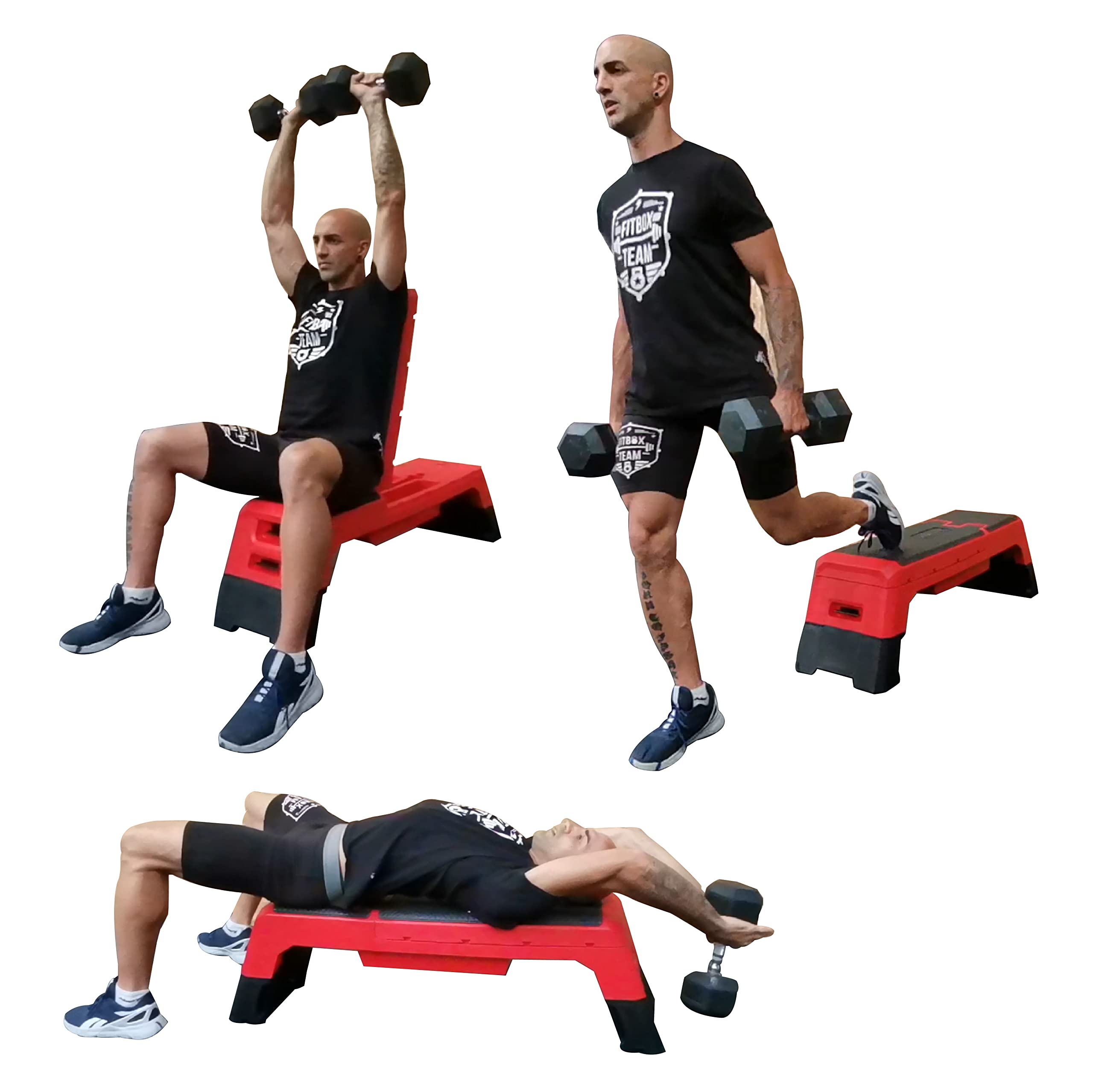 AMAYA SPORT Step Banco Funcional, Banco Inclinado para Entrenamiento Fitness, Banco para Pesas y ejercicios de Musculación, Banco de Gimnasio Reclinable en 10 Posiciones