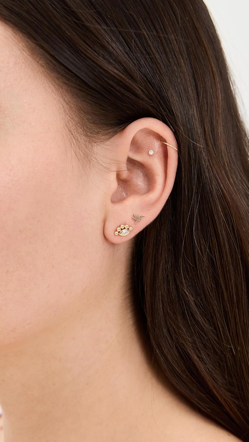 Zoe Chicco Women's 14k Gold Bezel Set Marquise Diamond Single Stud Earring - Image 3