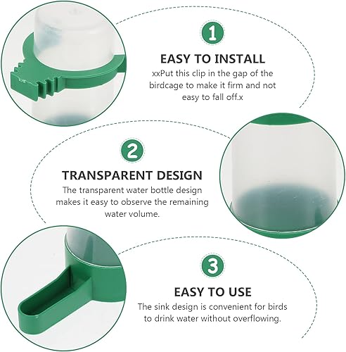 Miniatura 4 de Alipis Dispensador de agua para pájaros y pájaros, taza de jaula para pájaros colgantes, alimentador automático de agua para pájaros, periquitos,