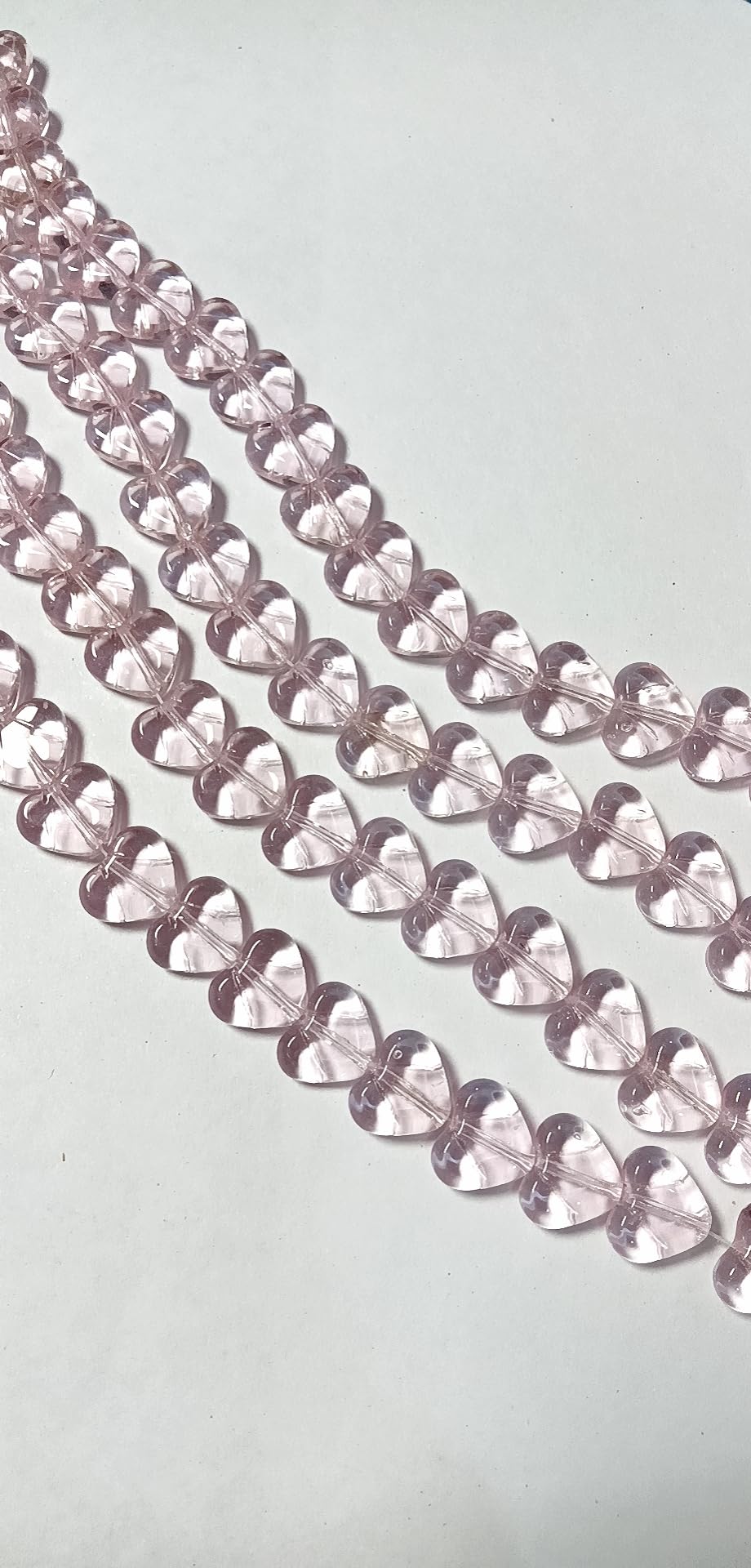 The Craft Cartel Pink Heart Pressed Glass Beads (Size 10x12 mm) (Pack of-1 String) Use for Jewellary Making/Bracelet/Necklace/Earrings/Rakhi/All Jewellry Work/Embroidery Work/Art & Craft,