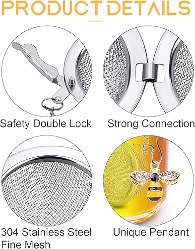 Miniatura 2 de Infusores de té para té suelto, 2 piezas de bola de té TeaSanavie hechos a mano, coladores de té de abeja de miel para té suelto, infusor de té con
