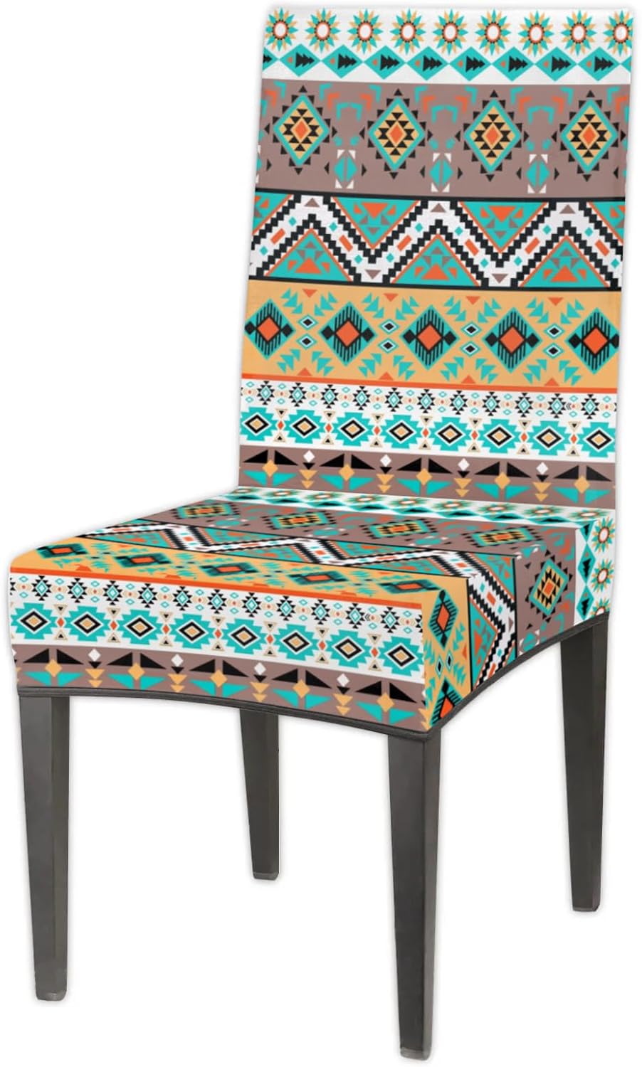 QsirBC Aztec Triangle Art Stretch Dining Room Chair Covers Set of 6 Chair Slipcovers Removable Washable Kitchen Seat Covers Chair Protectors for Hotel Party Wedding