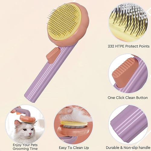 Miniatura 3 de GJEASE Cepillo de guante de aseo para gatos, cepillo para mascotas autolimpiante para palmaditas de pelo corto y largo, cepillo de baño para perros