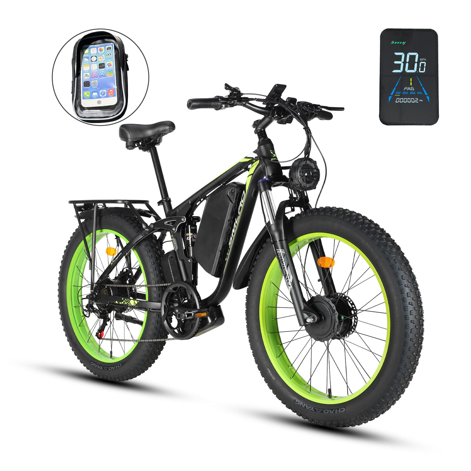 Electric Bike for Adults, Dual Motor 2000W 22.4Ah 35MPH AWD Ebike 7 Speed 26" Fat Tire MTB Hydraulic Disc Brake