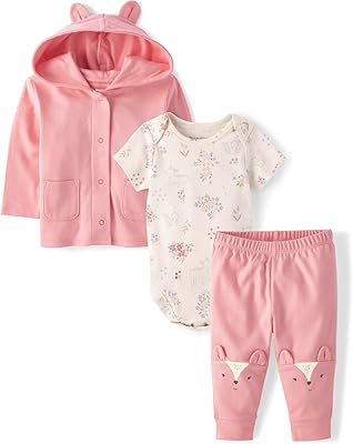 The Children's Place Unisex Baby And Newborn 3 Piece Set, Long Sleeve Jacket,short Sleeve Bodysuit, and Pant