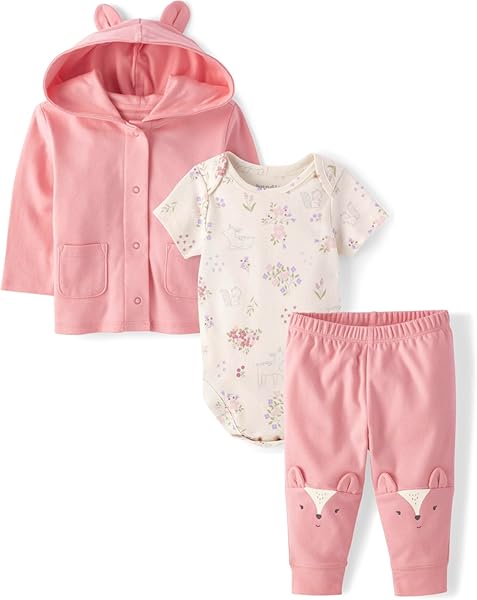 The Children's Place Unisex Baby And Newborn 3 Piece Set, Long Sleeve Jacket,short Sleeve Bodysuit, and Pant