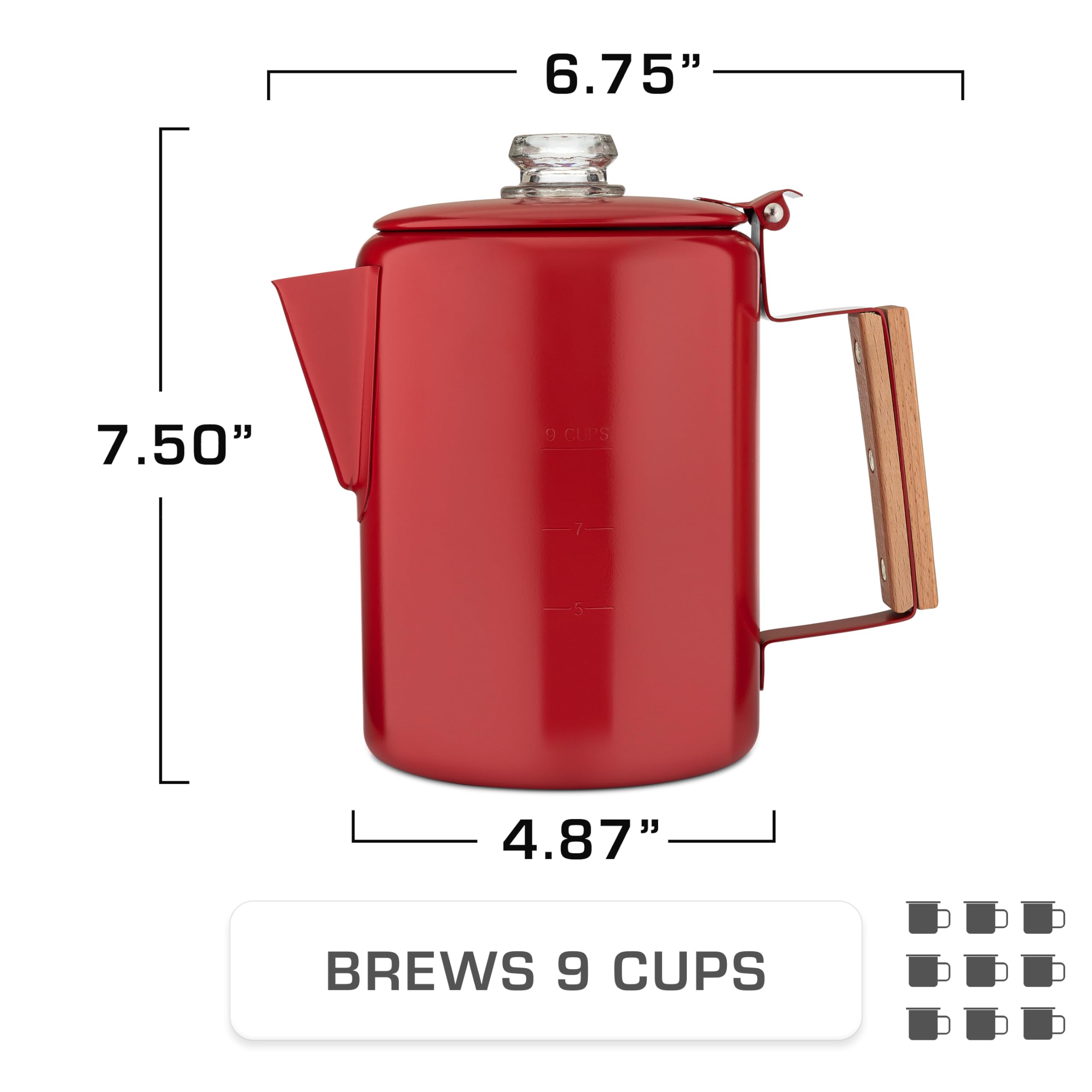 Amazon.com: COLETTI Bozeman Red Percolator Coffee Pot — Camping