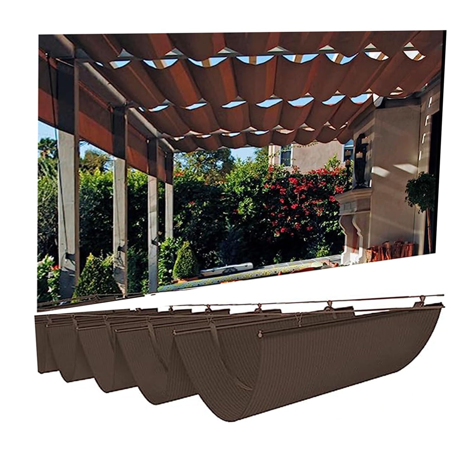 Toldo retráctil impermeable para terraza, toldo enrollable resistente, refugio para exteriores, operación manual/eléctrica, 5 x 2 m, color azul marino