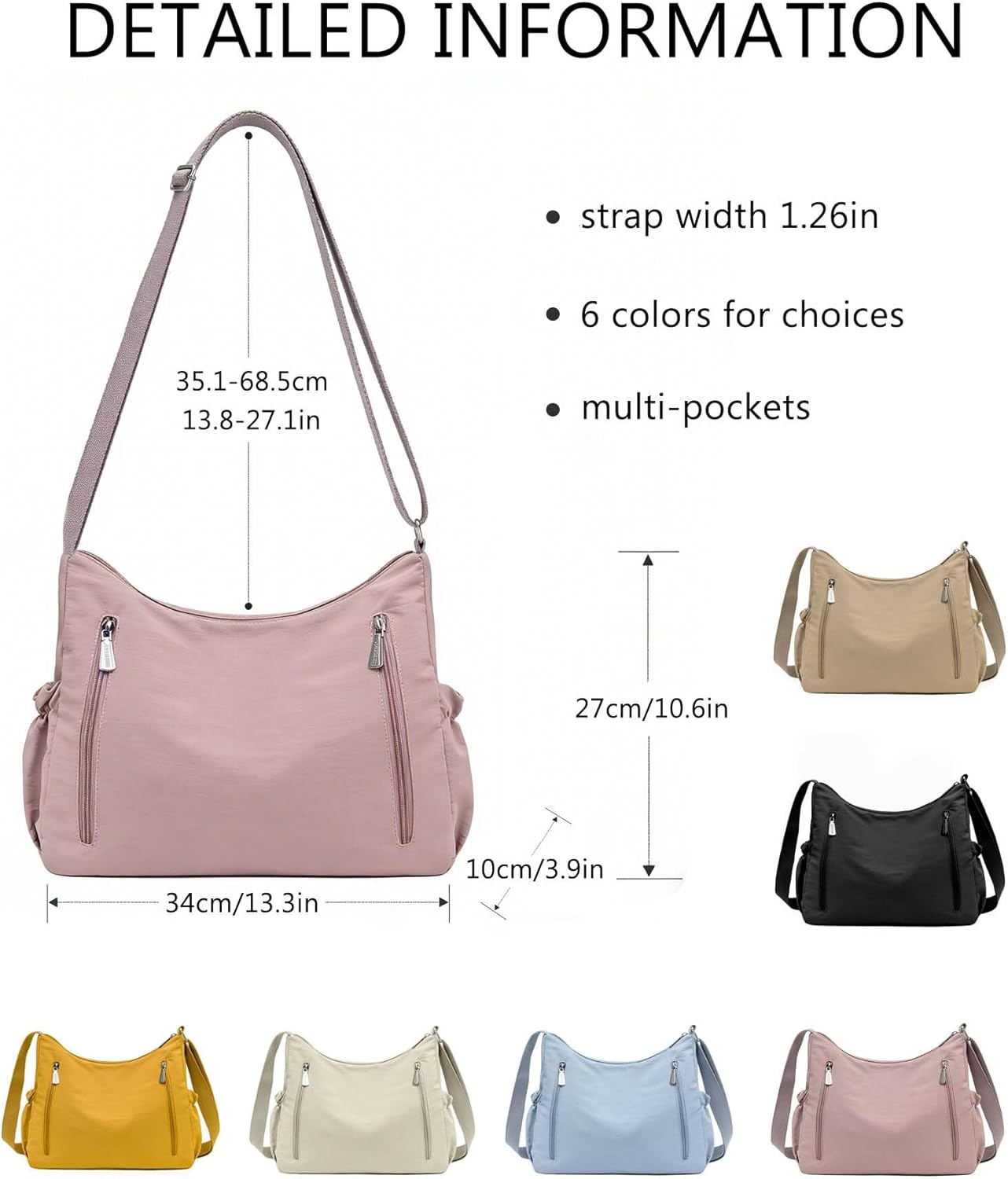 KARRESLY Women Nylon Crossbody Bags Trendy Shoulder Bags Daily Use Lightweight Purse with Pockets and Adjustable Strap - Image 7