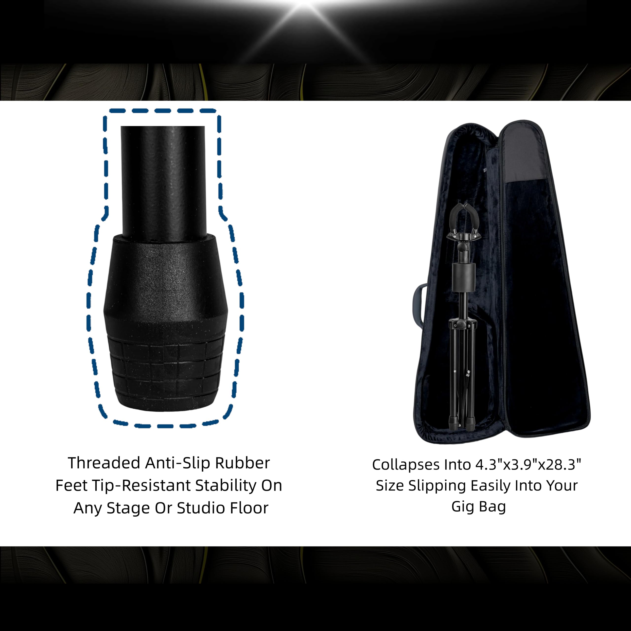 Double Guitar Stand, Portable Tripod Adjustable 2 Guitar Stand Floor for Acoustic, Bass & Electric, Dual Folding Stand for Banjo with Strap & Picks