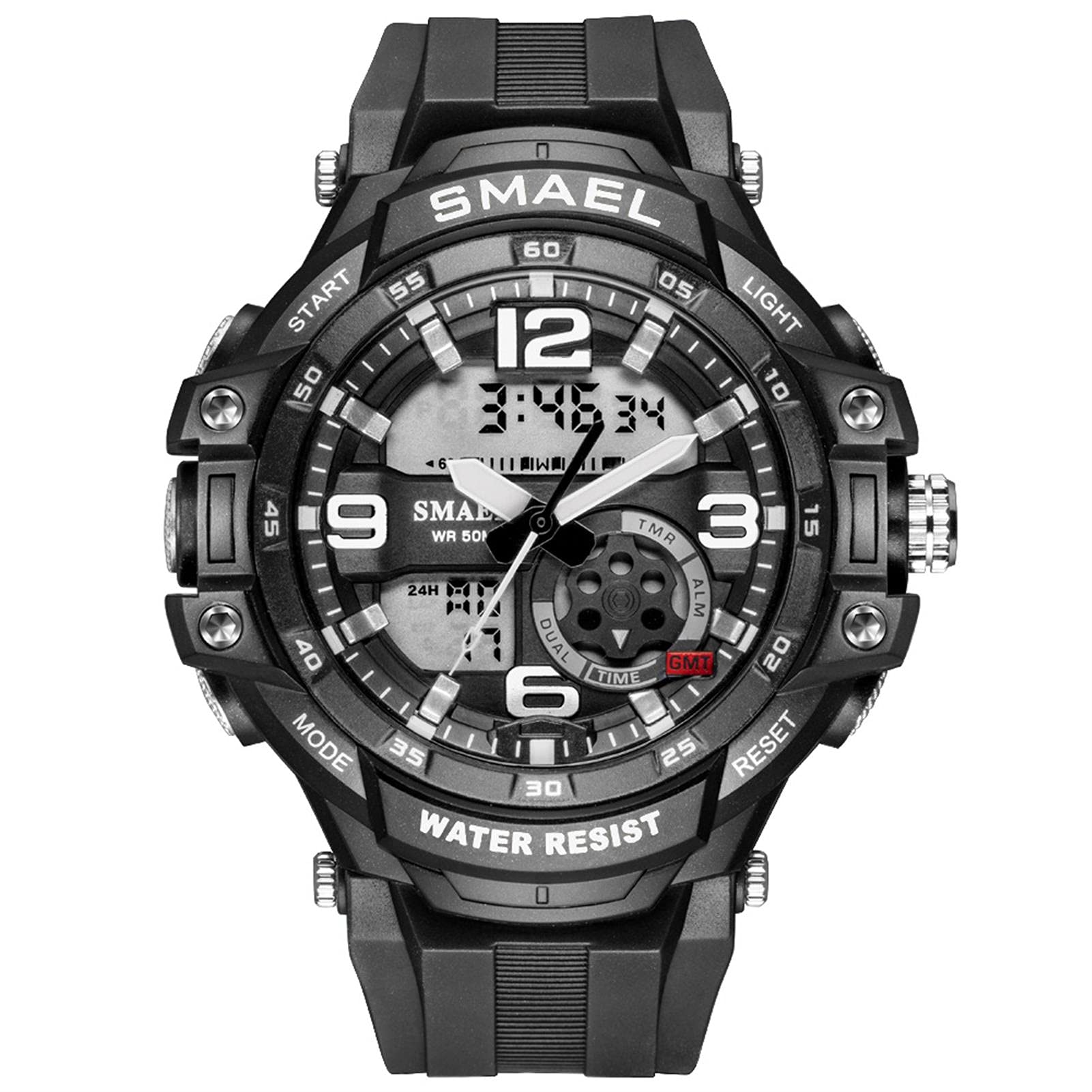 Montre Homme Digitale Et Analogique Grand Cadran Sport Militaire De Montres pour Homme Bracelet en Résine Etanche Chronographe Alarme Date LED