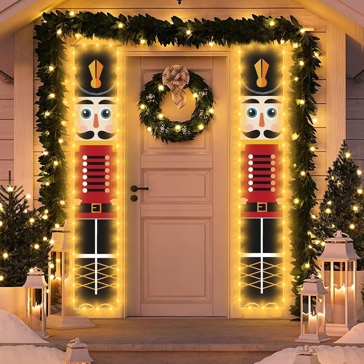 Decoraciones Navideñas de Cascanueces Pancartas con Luz 1 par 32 x 180 cm para Exterior