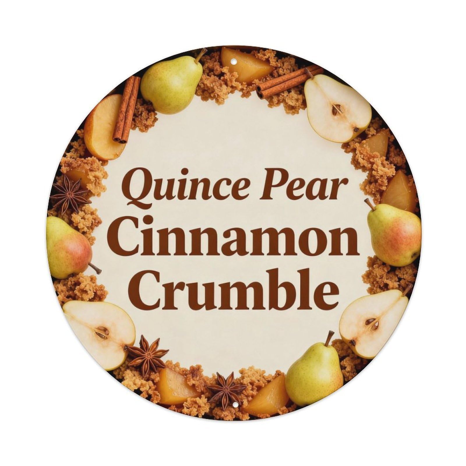 Quince Pear Cinnamon Crumble Metal Tin Sign Plaque
