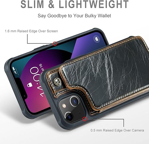 Miniatura 9 de Vinich Funda tipo cartera compatible con iPhone 13 y tarjetero con bloqueo RFID para mujeres y hombres, cierre magnético duradero, a prueba de