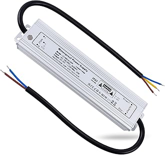 LED Driver 24V 30W, IP67 Waterproof Outdoor Lighting Transformer, 1.25A Constant Voltage Power Supply, 100-260V AC to 24V DC Transformer for Garden LED Strip Lights and Shed Light