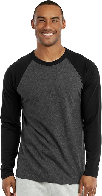 TOP PRO Men's Full Length Sleeve Raglan Cotton Baseball Tee Shirt