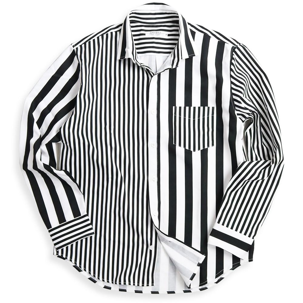 mindseeker 黒白ストライプ 長袖シャツ 楽天市場】【Le sucood】ブロックスストライプ柄 ドルマンシャツ