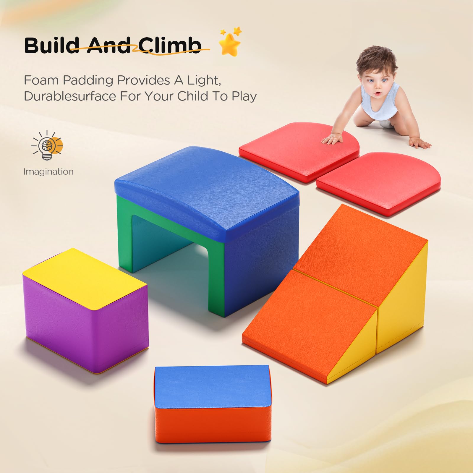 Blocs De Construction Mousse Escalade Pour Tout-Petits - Jouets Ramper Grimper Glisser Enfants