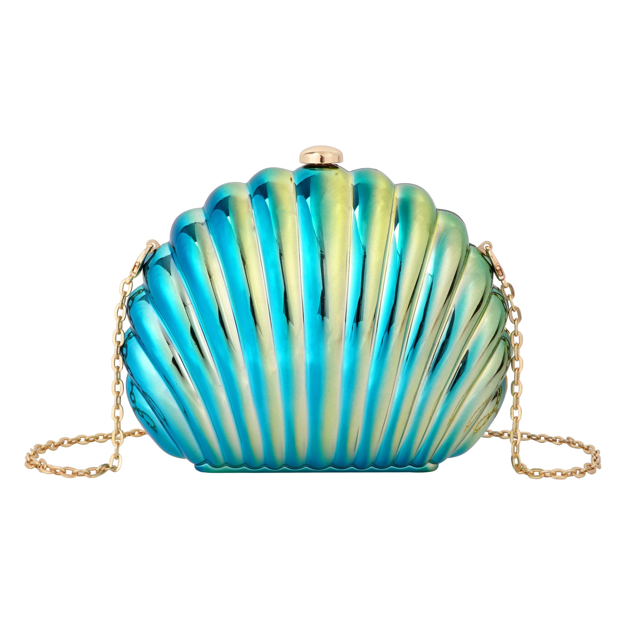 Quniko Women Evening Bag Acrylic Clutch Purse Shell Shape Shoulder Cross-body Chain Box Bag