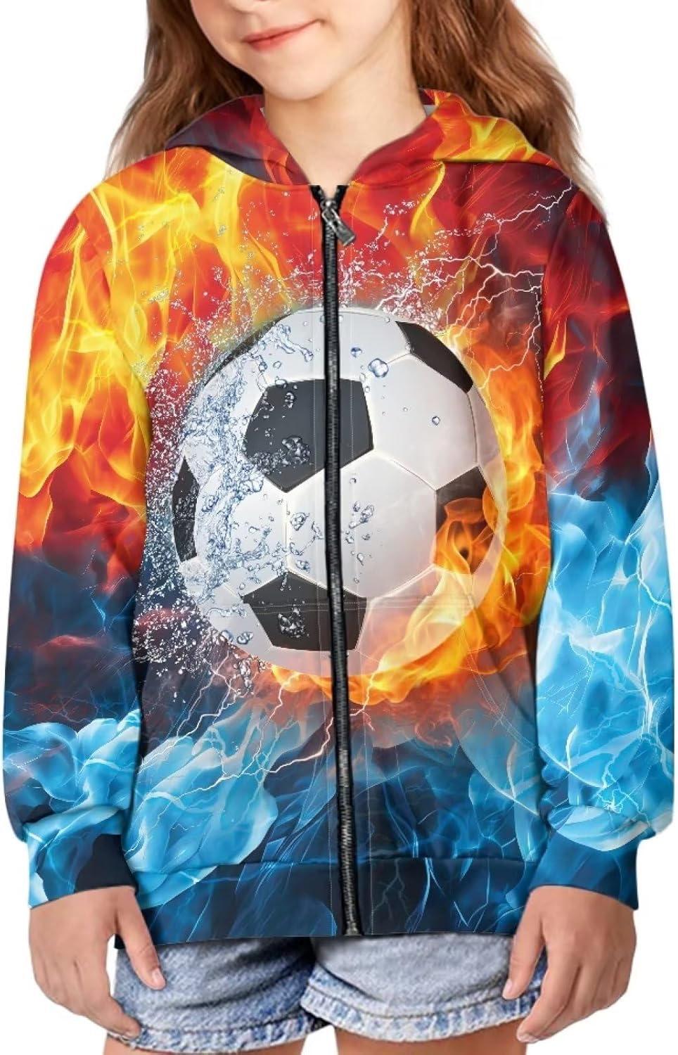 Biyejit Kids Novelty 3D Graphic Printed Hooded Sweatshirt Boys Girls Zip Up Hoodies Age 6-16 Years