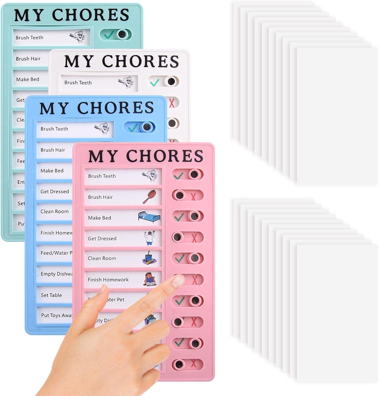 Amazon.com: homfanseec 4 Pcs Chore Chart for Multiple Kids, Chore Board ...