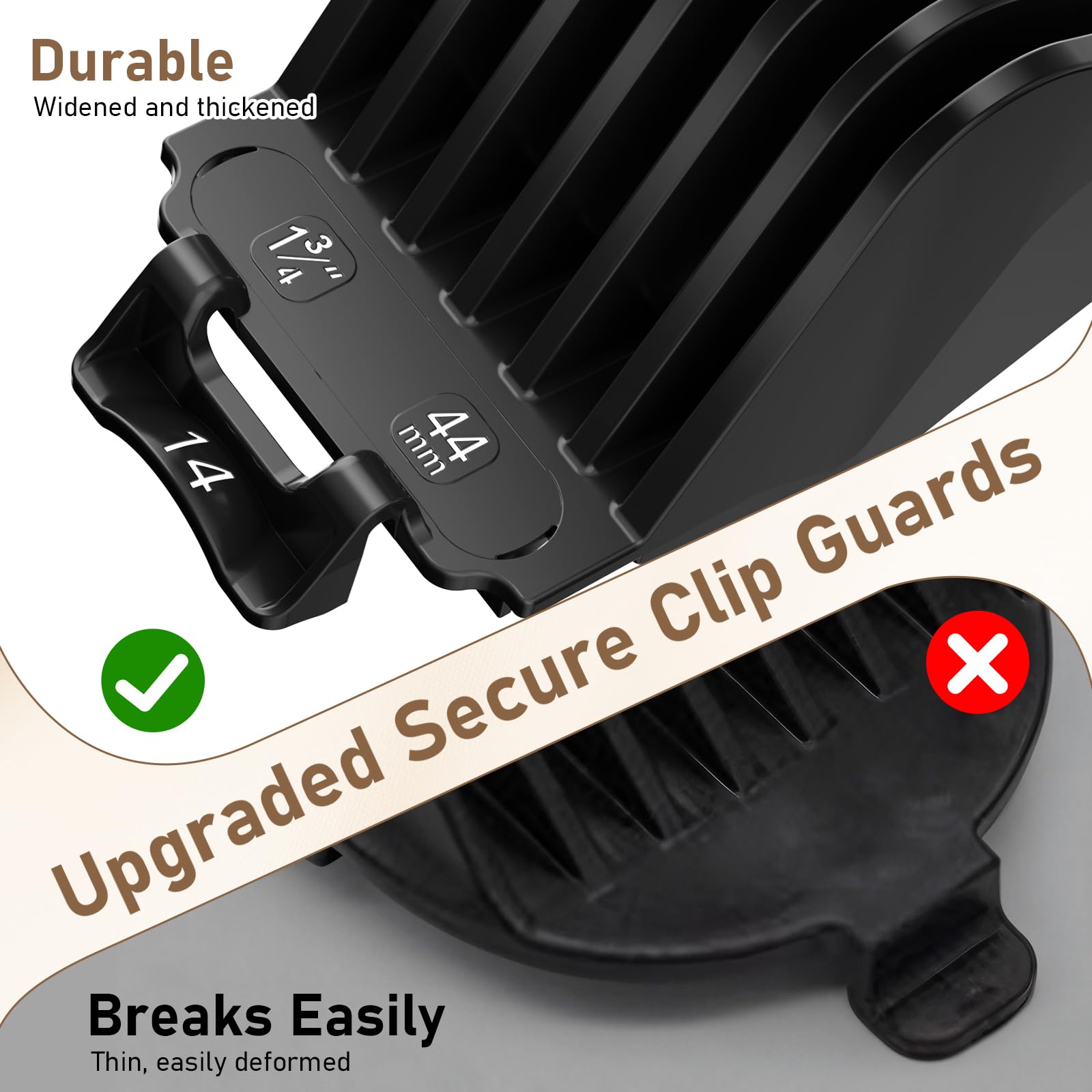 Clipper Guards 3,2 cm, 3,8 cm, 4,4 cm, 5,1 cm, 5,7 cm und 6,3 cm, kompatibel mit den meisten Haarschneidemaschinen, extra lange professionelle Haarschneidekämme, Führungen 10, 12, 14, 16, 18, 20