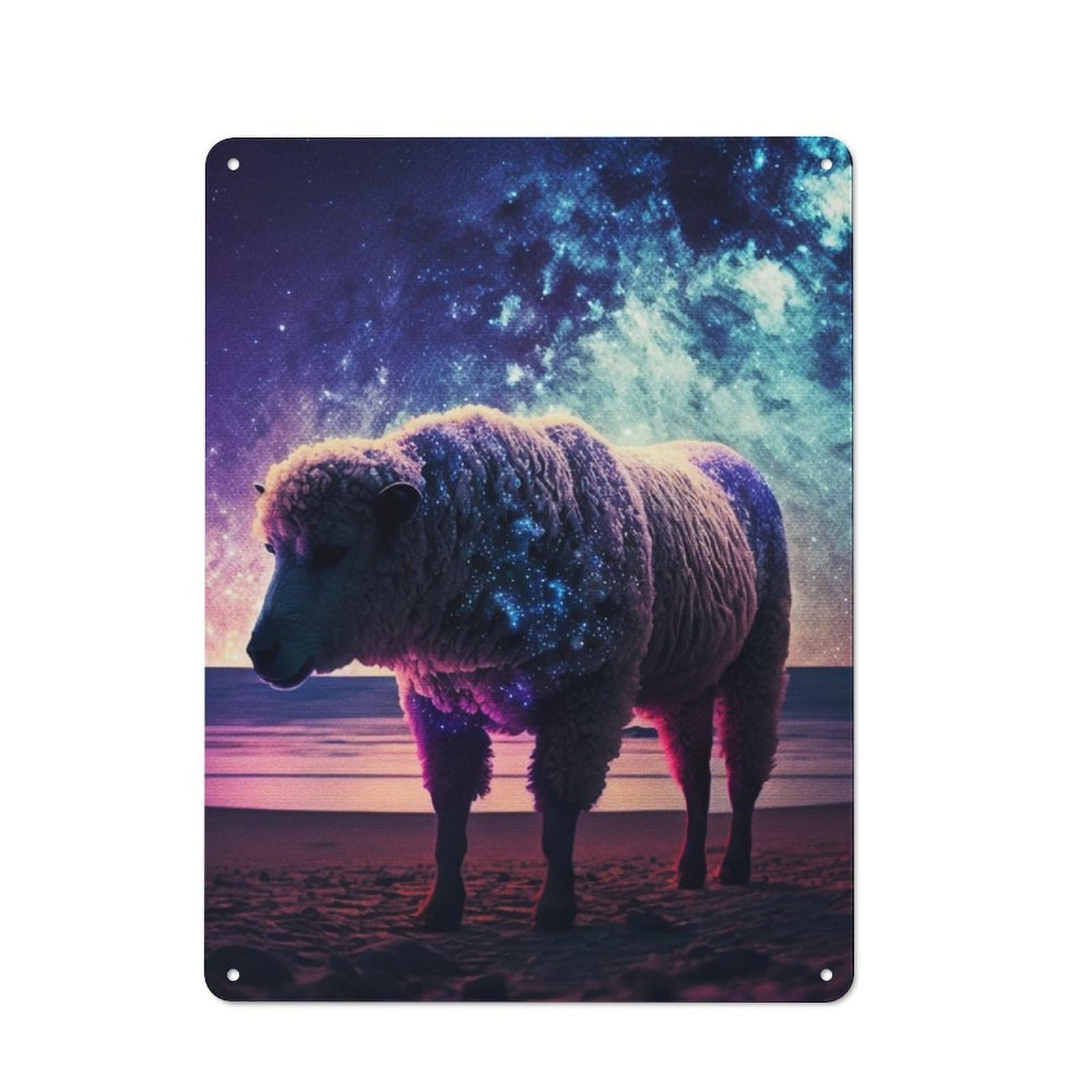 Junmoney Space Sheep Retro Metal Wall Sign 40X30cm With For Garage Wall, Suited To Garage Decor Collectors