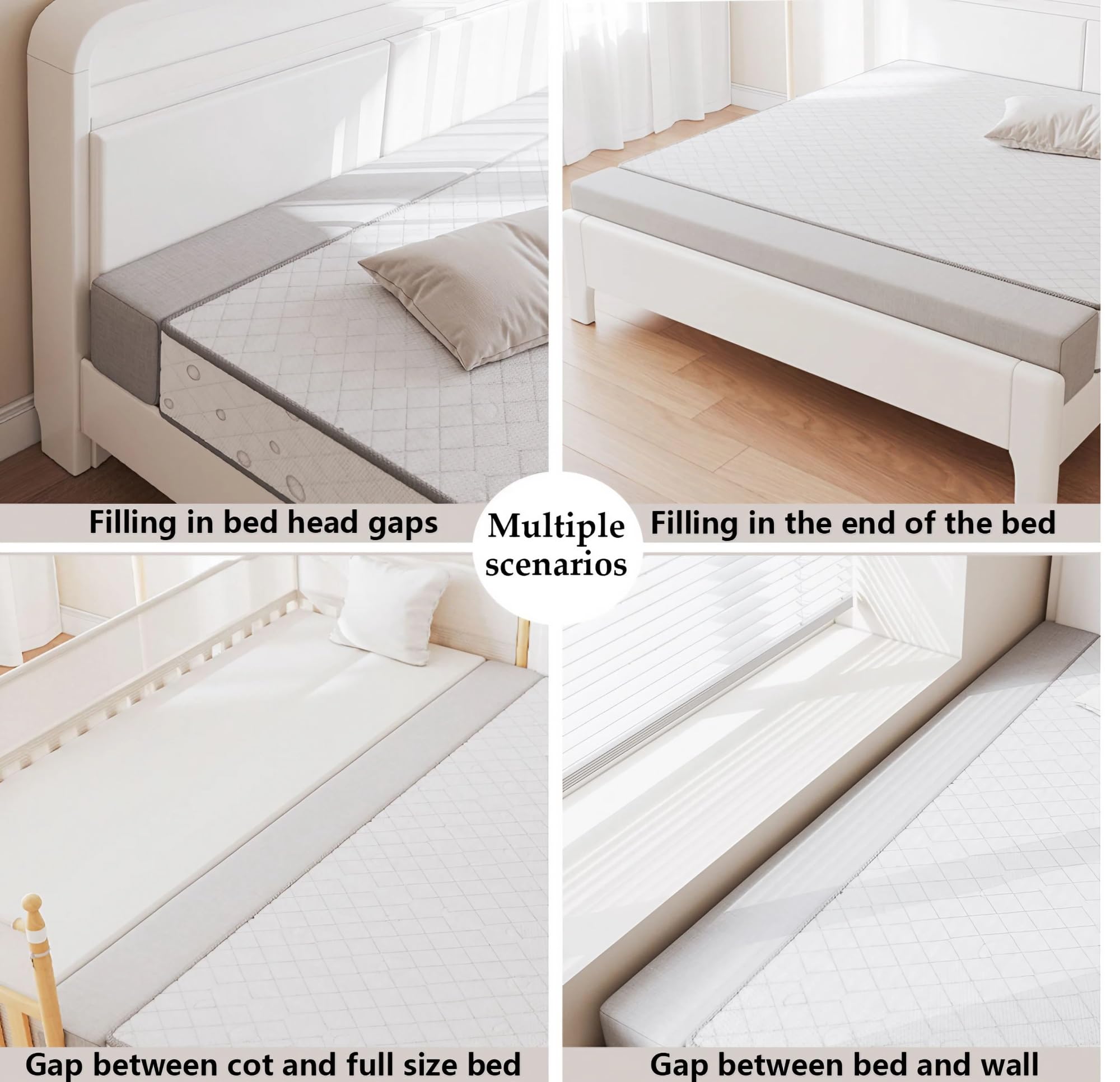 Ritzenfüller für Matratzen, Bett Keilfüller Matratzenverlängerung, Bett Matratze Kissen Gap Filler mit Abnehmbarem Bezug, Zum Füllen Der Lücke Zwischen Matratze und Kopfteil/wand/bett(B15,200 x 20 x 1