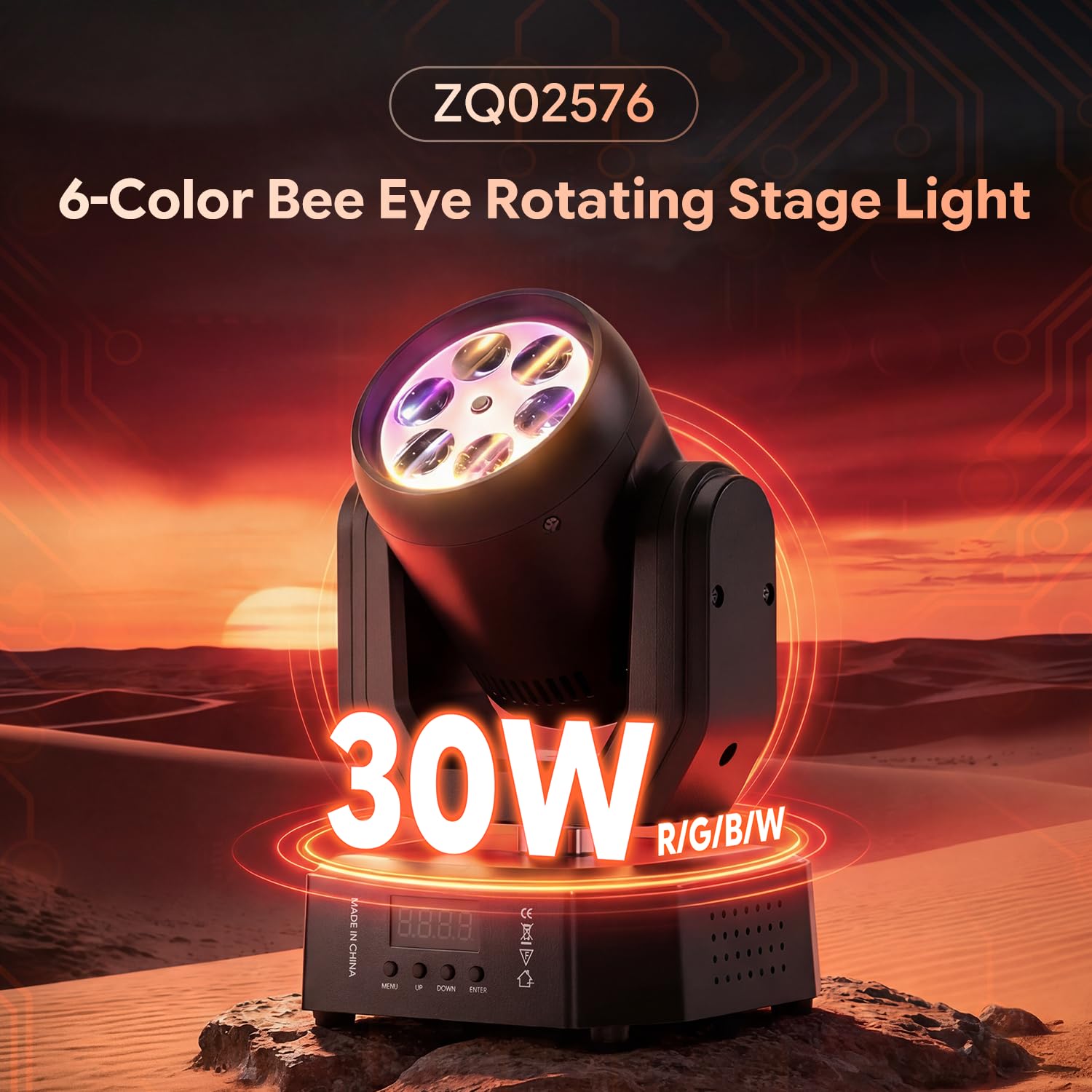 30W Teste Mobili Luci Palcoscenico,Faretto LED RGBW Beam Moving Head con Telecomando,DMX512,Luce Discoteca Stroboscopio Palco Luce di Scena,Luci da Festa per DJ Party Club Bar Matrimonio