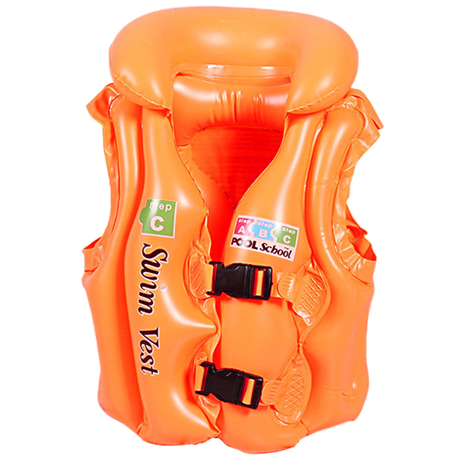 Chaleco de natación inflable para niños, chaleco flotante de natación con protección para la cabeza y correa ajustable, chaleco de natación, accesorios de natación, aprendizaje de natación