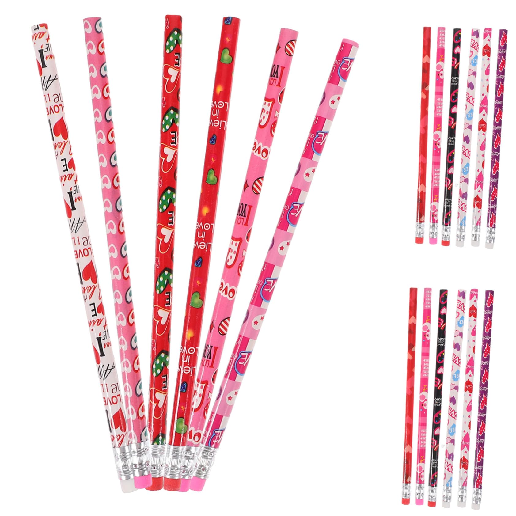 NUOBESTY 4 Ensembles Crayon Saint Valentin Crayons Pour Esquisse Crayons De Cœur Des Pastel Étui À Marqueurs À Croquis Multifonctions Stylo De Croquis La Gomme 48 Pièces * 4